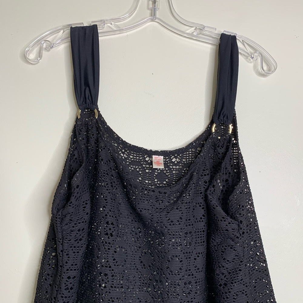 Tropical Escape Sheer Lace Black Cover-Up Sz XL - Picture 2 of 4